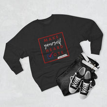 Load image into Gallery viewer, DrLizSpeaks "Make Yourself Heard VOTE" Premium Crewneck Sweatshirt