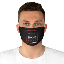 Load image into Gallery viewer, DrLizSpeaks "Make Yourself Heard VOTE" Black Fabric Face Mask