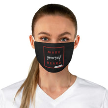 Load image into Gallery viewer, DrLizSpeaks "Make Yourself Heard VOTE" Black Fabric Face Mask
