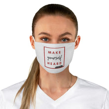 Load image into Gallery viewer, DrLizSpeaks &quot;Make Yourself Heard VOTE&quot; White Fabric Face Mask
